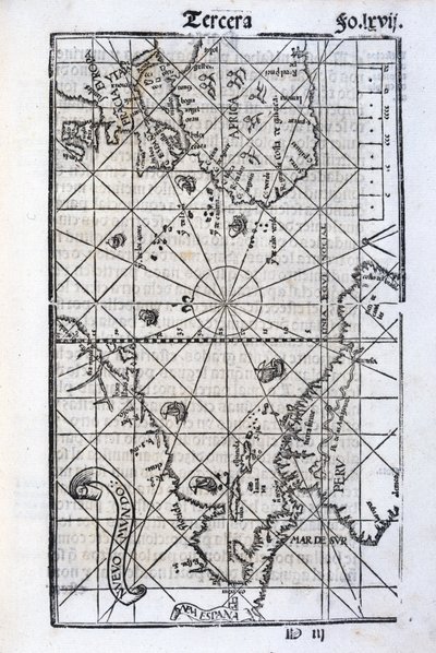 Kort over Europa, Afrika og Amerika af Unbekannt