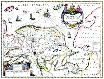 Kort over Groningen, Holland, 1600-tallet af Unbekannt