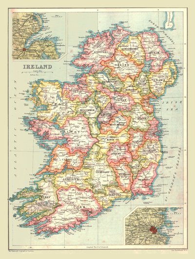 Kort over Irland, 1902. af Unbekannt