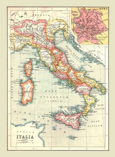 Kort over Italien, 1902. af Unbekannt