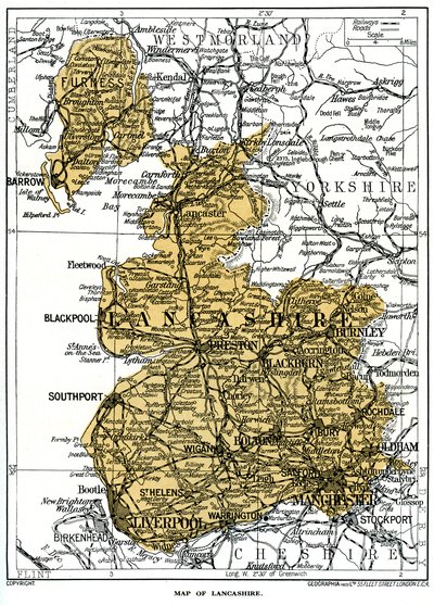 Kort over Lancashire, 1924-1926 af Unbekannt