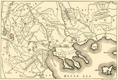 Kort over Makedonien og de tilstødende distrikter, 1890. af Unbekannt