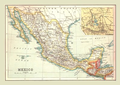 Kort over Mexico, 1902. af Unbekannt