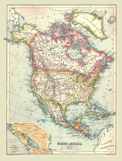 Kort over Nordamerika, 1902. af Unbekannt