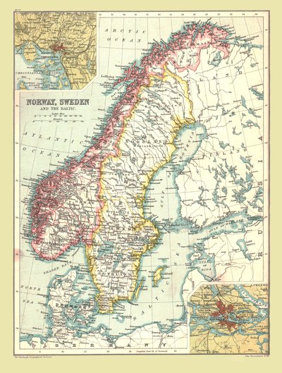 Kort over Norge og Sverige, 1902. af Unbekannt