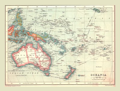 Kort over Oceanien, 1902. af Unbekannt