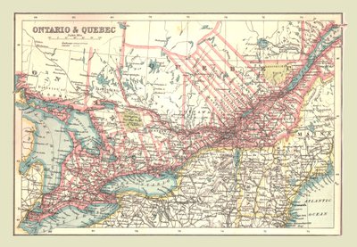 Kort over Ontario og Quebec, 1902. af Unbekannt