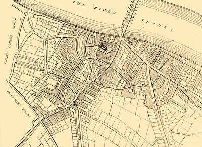 Kort over Southwark, 1720, c1878. af Unbekannt