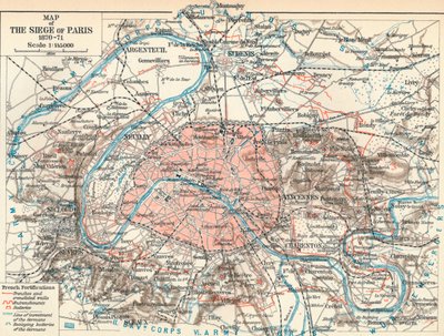 Kort over belejringen af Paris, 1870-71, 1907 af Unbekannt