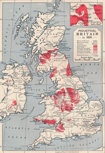 Kort over det industrielle Storbritannien i 1881, 1906 af Unbekannt