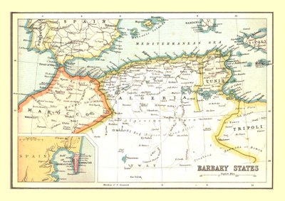 Kort over Barbarystaterne, 1902. af Unbekannt