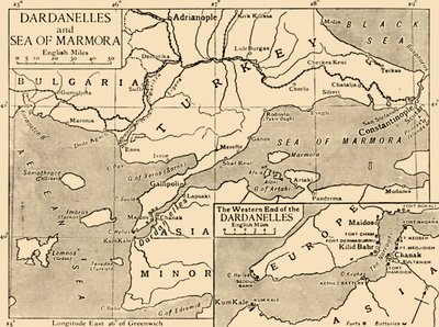 Kort over Dardanellerne og Marmarahavet, c1914, 1920. af Unbekannt