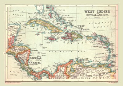 Kort over Vestindien og Mellemamerika, 1902. af Unbekannt
