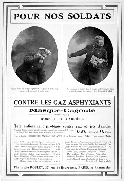 Gasmaskeannonce, 1915 af Unbekannt