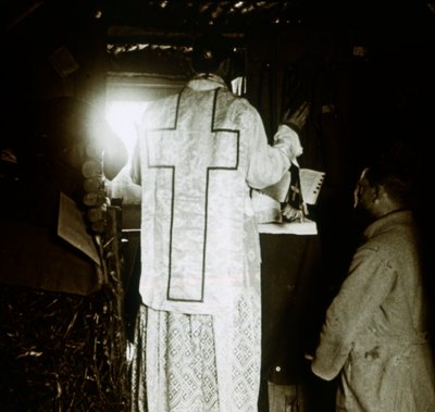 Messe i skyttegravene, c1914-c1918 af Unbekannt
