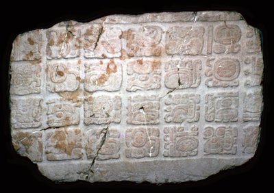 Maya-hieroglyffer på en del af en døroverligger, 7. århundrede af Unbekannt