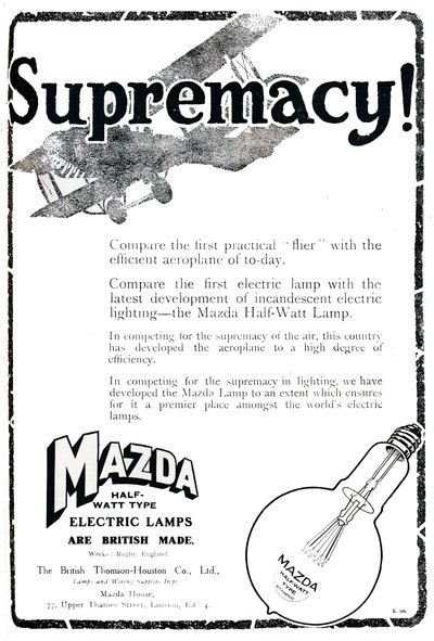 Mazda halv-watt type elektriske lamper Annonce, 1919 af Unbekannt