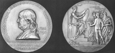 Medalje slået til minde om 200-året for Benjamin Franklins fødsel af Unbekannt