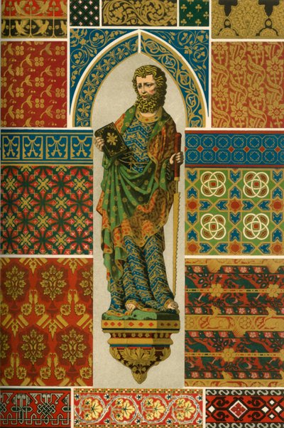 Middelalderlig vævning, broderi, emalje og malet skulptur, 1898. af Unbekannt