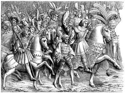 Møde på Guldklædets Mark, c1500-tallet 1849 af Unbekannt