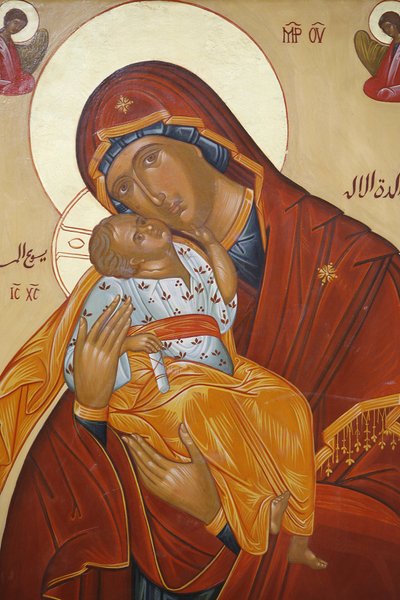 Melkitikon: Jomfru og barn, Nazareth, Israel af Unbekannt