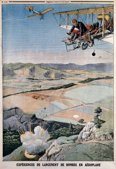 Medlemmer af det franske luftkorps på bombeøvelser i Chalons, 1912 af Unbekannt