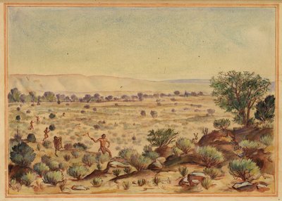 Mænd, der jager kaniner, 20. århundrede. af Unbekannt