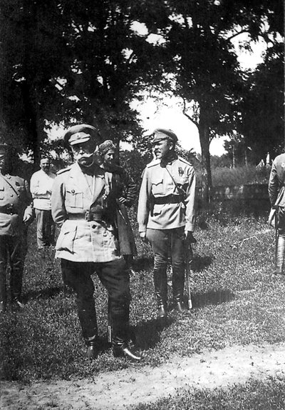 Mikhail Alekseyev, øverstkommanderende for den frivillige hær, nær Ekaterinodar, Rusland, 1918 af Unbekannt
