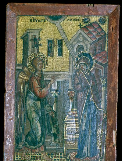 Miniature byzantinsk mosaik af bebudelsen, 1300-tallet af Unbekannt