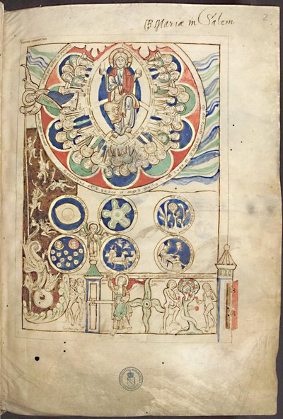 Miniature Begyndelsen på skabelsen af ​​Gud fra Liber Scivias af Hildegard af Bingen, ca 1220 af Unbekannt