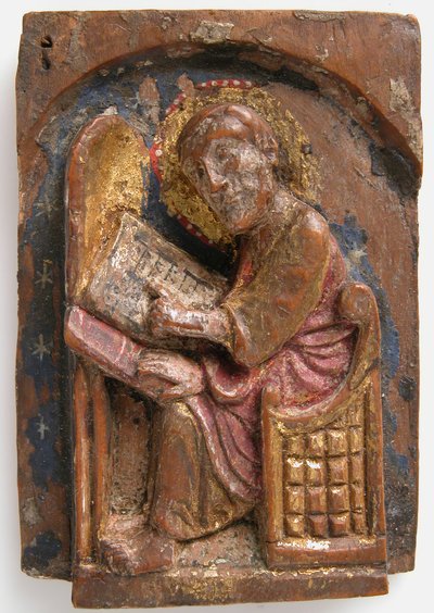 Miniaturerelief af en Sankt Lukas ved hans skrivebord, 1200-1225. af Unbekannt