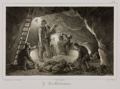 Minedrift, Metal Ores Miners, Tyskland, c 1851 af Unbekannt