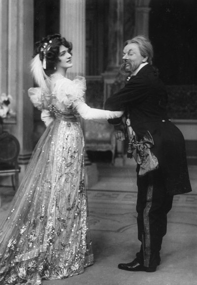 Miss Lily Elsie og Mr George Graves i The Merry Widow, 20. århundrede af Unbekannt