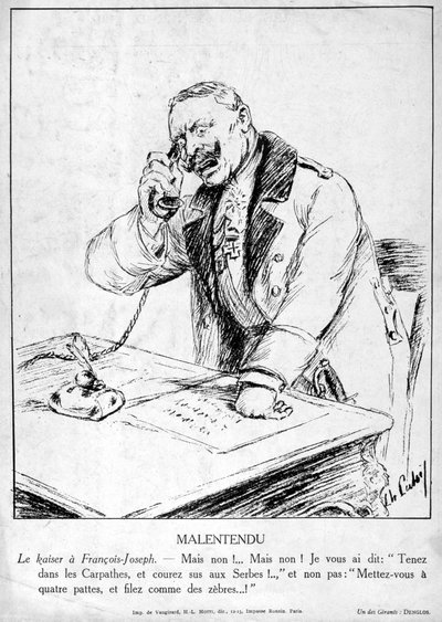 Missverständnis, Karikaturen von Wilhelm II. von Deutschland, 1915 von Unbekannt