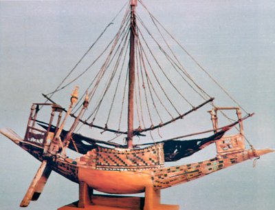 Modelbåd med rigning, Tutankhamons grav, 1300-tallet f.Kr af Unbekannt
