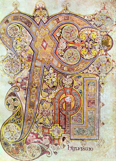 Monogramside fra Book of Kells Christi Autem Generatio, c800 af Unbekannt