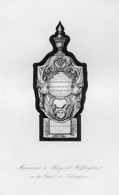 Monument til Margaret Woffington, skuespillerinden, i Teddington, 18. århundrede, 1840 af Unbekannt