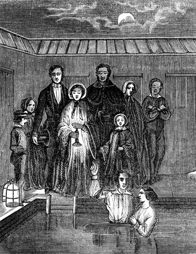 Mormondåb ved total nedsænkning, Salt Lake City, Utah, 1853 af Unbekannt