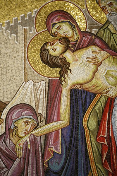 Mosaik af Kristi død i Den Hellige Gravs Kirke, Jerusalem, Israel af Unbekannt