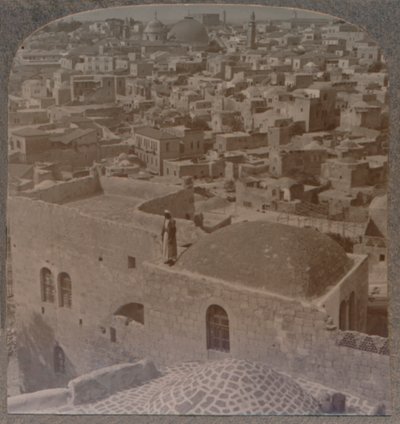Muslimsk kvarter i Jerusalem, fra den engelske skole, ca. 1900 af Unbekannt