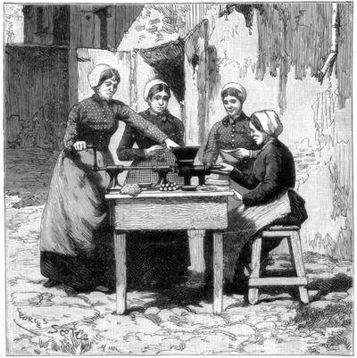 Støbning af eksplosive tyggegummipatroner, Isleten, nær Fluelen, Schweiz, 1893 af Unbekannt