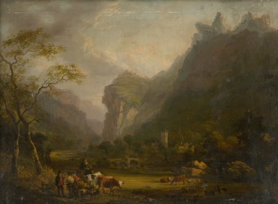 Mountain Valley med en figurgruppe i forgrunden af Unbekannt
