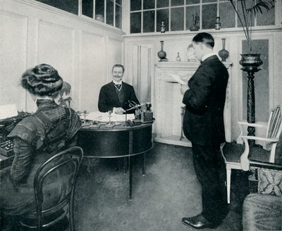 Hr. Sandow Atending To His Days Correspondence, c1898 af Unbekannt