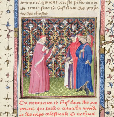 Ms 251 f.135r Fem mænd, hvoraf den ene holder en armillarkugle, fra 