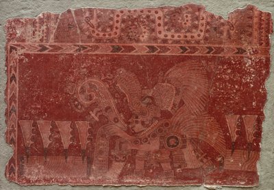 Vægmaleri fragment med Elite mandlige og Maguey kaktusblade, 500-550. af Unbekannt