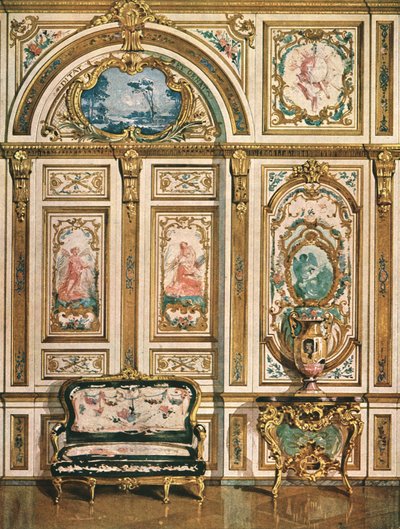 Vægmaleri dekoration i slottet Fontainebleau, Frankrig, 1928. af Unbekannt