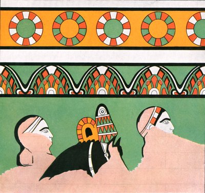 Vægmaleri fra paladset i Dur-Sharrukin, Assyrien, 1928. af Unbekannt