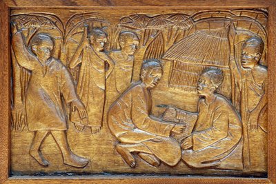 Namugongo katolske martyrhelligdom, Kampala. Kirkedørrelief, 20160217, Kampala, Uganda af Unbekannt