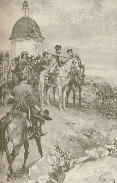 Napoleon og hans stab i Austerlitz, 1896 af Unbekannt
