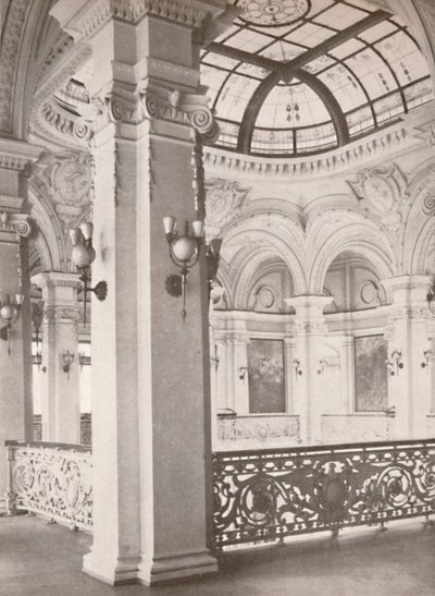 Nationalbiblioteket: et hjørne af galleriet med udsigt over den offentlige læsesal, 1914 af Unbekannt